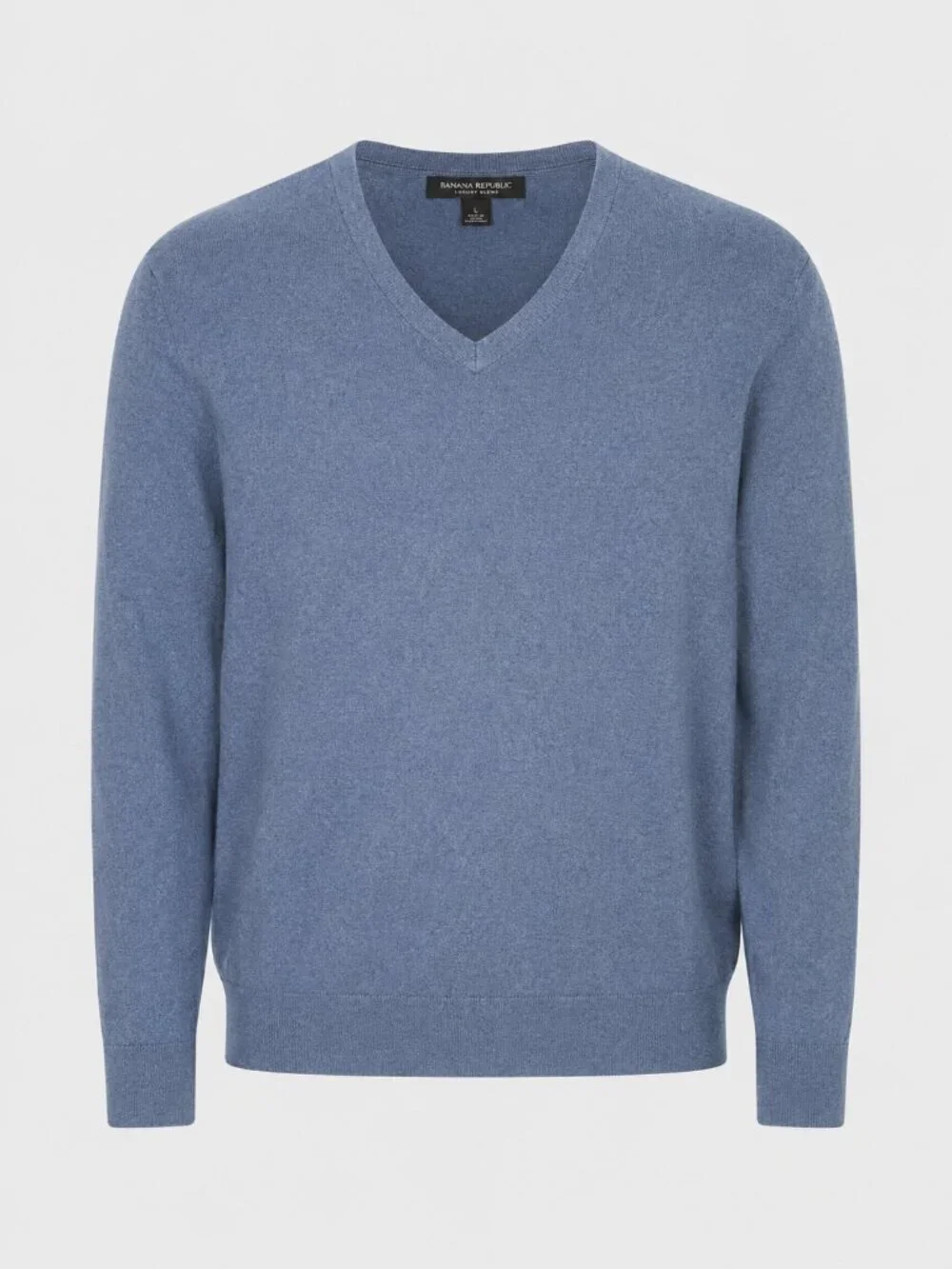Banana Republic Luxury Blend Silk Cashmere Blue V-Neck Sweater Size L